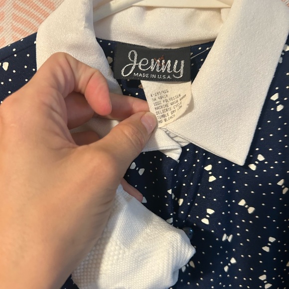 Vintage polka dot long sleeve midi dress - Picture 4 of 4